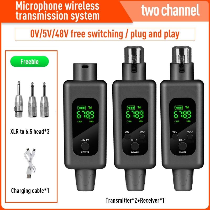 Wireless Microphone System, XLR Transmitter and Receiver, 164ft Range, 48v Phantom Power, Compatible with Dynamic/capacitor Mics, Guitar/bass, Audio Mixer, Pa System