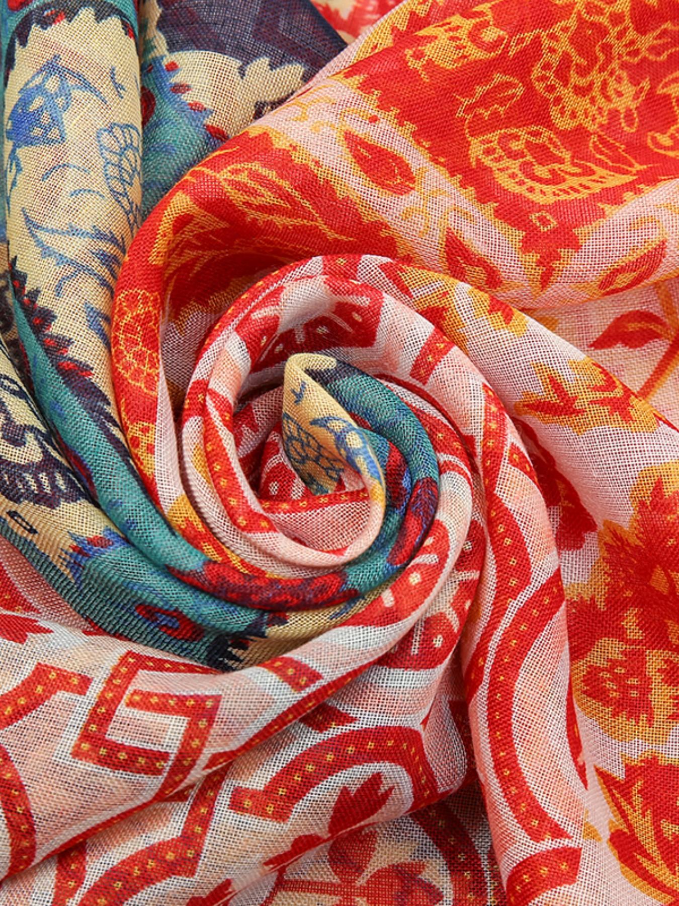 Women's Boho Peach Blossom Headscarf, Sun Protection Multicolor Scarf, Elegant Multi-Functional Shawl, Daily Wear, Pair with Robe or Dress