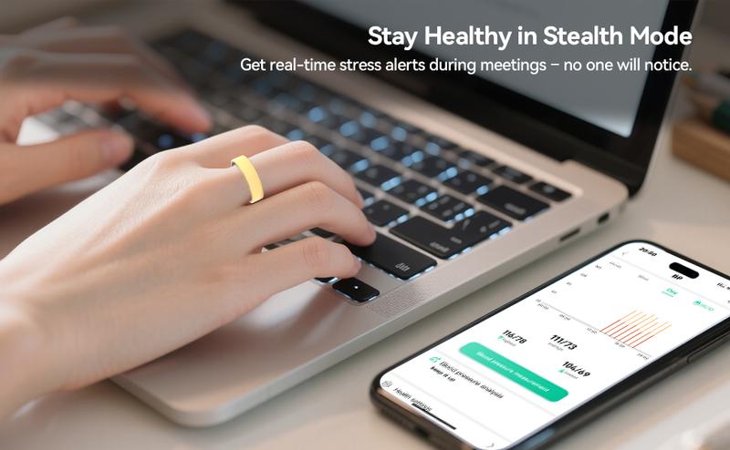 Smart Ring Health Monitoring Wearable Fitness Trackers Calories Burned Sleep Quality IP68 Waterproof for Outdoors and Gym for Women Men Couple Gift - Android Watch