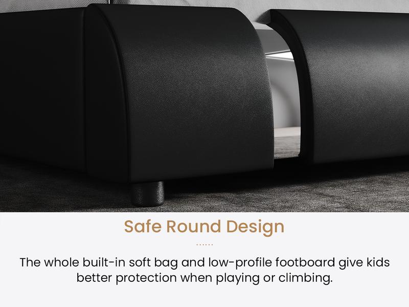 SHA CERLIN Deluxe PU Leather Upholstered Modern Platform Bed Frame 【No Mattress】Modern Low Profile Sleigh Design,Heavy Duty Solid Wooden Slats Support,No Box Spring Needed#ChristmasGifts#TikTokShopBlackFriday