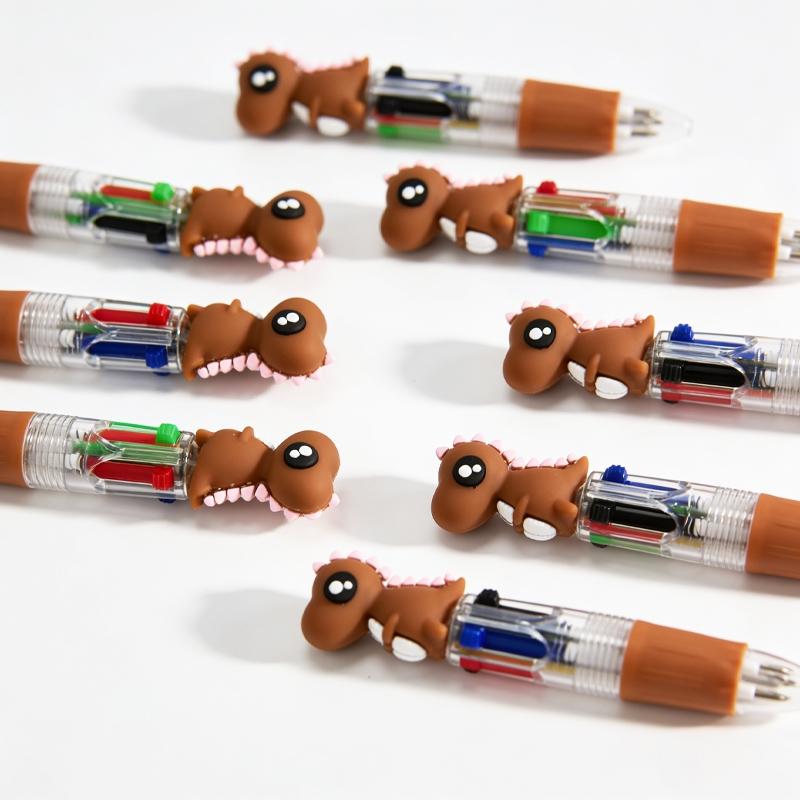 20/30pcs Creative and Cute Brown Little Dinosaur - themed Retractable Four - color Pen. The Dinosaur Series Press - type Gel Pen for Campus Design with Random Colors