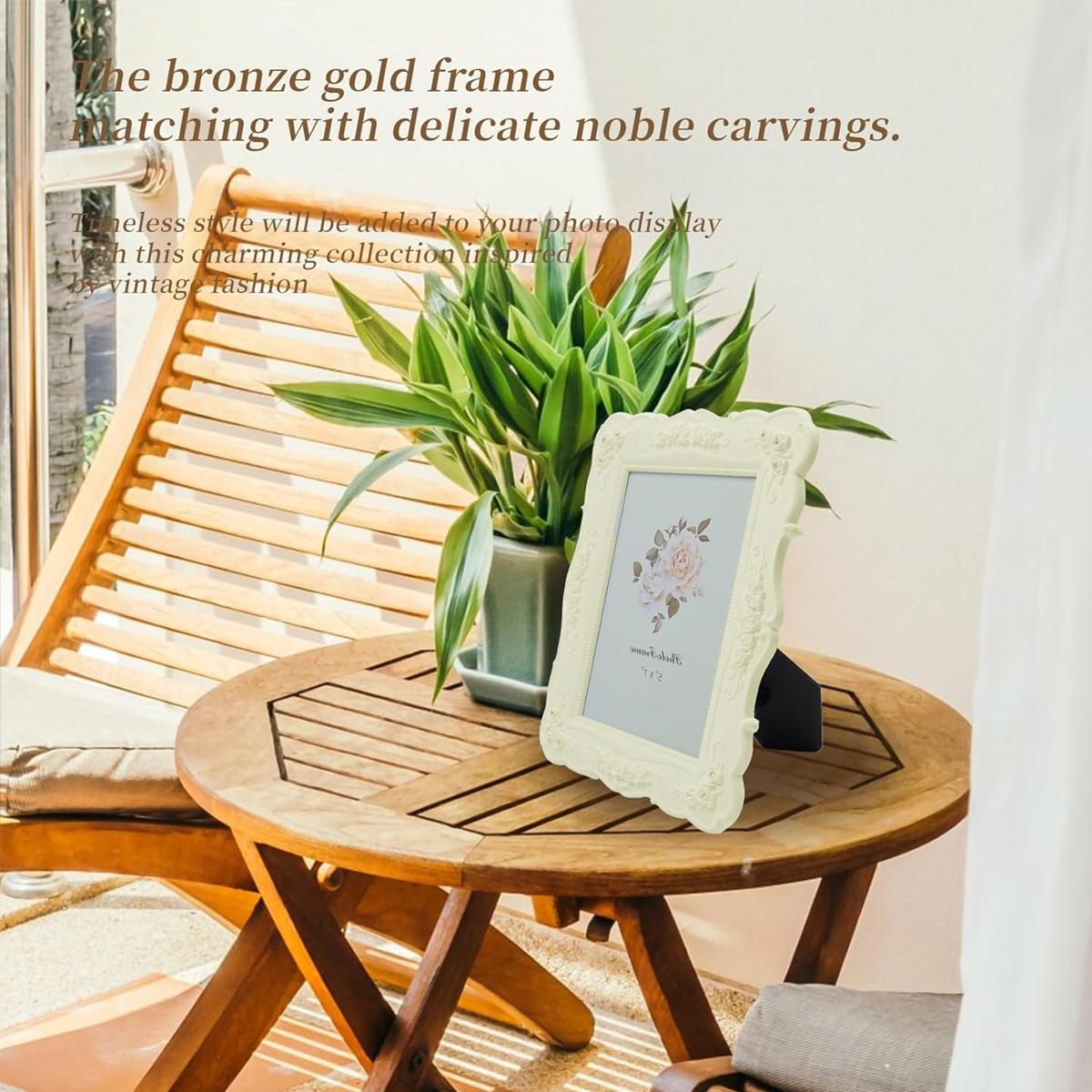 8 Inch Vintage Picture Frame with Rose Flower Design, Vintage Frames for Tabletop or Wall Display, Elegant Design with a black velvet backing, Horizontally or Vertically Use, Photo Frame for Home Decor Wedding