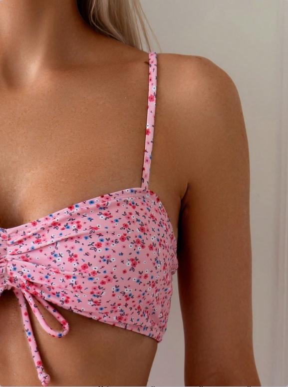 2026 Women's Tropical Floral Print Ruffled Bikini Set, Adjustable Straps, Push Up Bra, High Waist Thong, Ideal for Beach and Pool