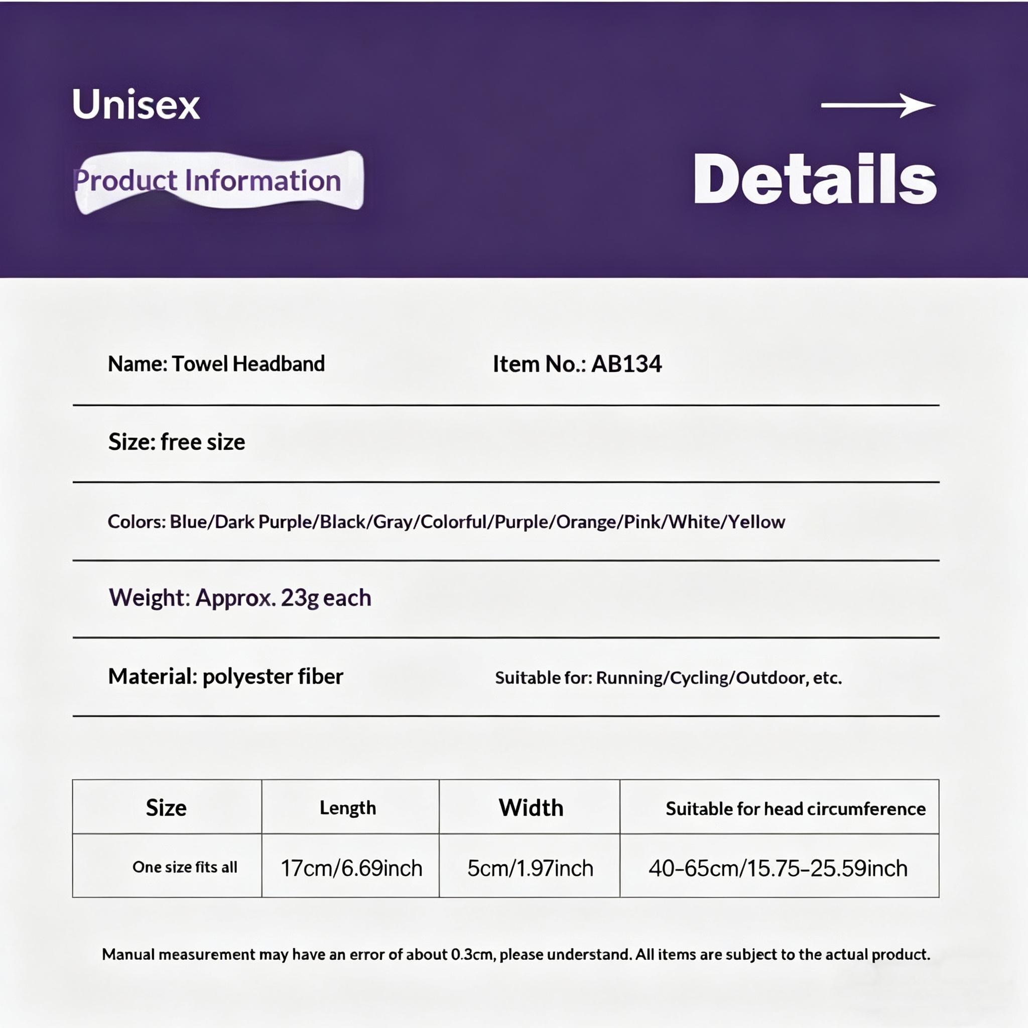 Unisex Sport Sweatband, Quick-Dry Anti-Slip Design, High Elasticity, Ideal for Gym Yoga Running Basketball, Outdoor Activities