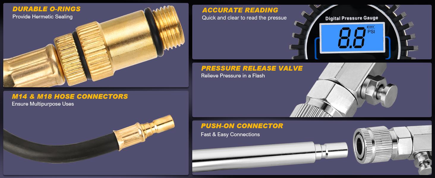 Nilight Compression Tester Kit, Digital Compression Gauge 0-250PSI Automotive Tool for Petrol Gasoline Engine Cylinder Compression Test with Adapter & Hose Digital Tire Wireless Tire Digital Tire Car  dealsforyoudays Truck Vehicle Motor