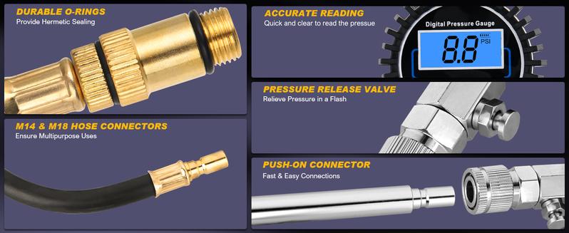 Nilight Compression Tester Kit, Digital Compression Gauge 0-250PSI Automotive Tool for Petrol Gasoline Engine Cylinder Compression Test with Adapter & Hose Digital Tire Wireless Tire Digital Tire Car  dealsforyoudays Truck Vehicle Motor