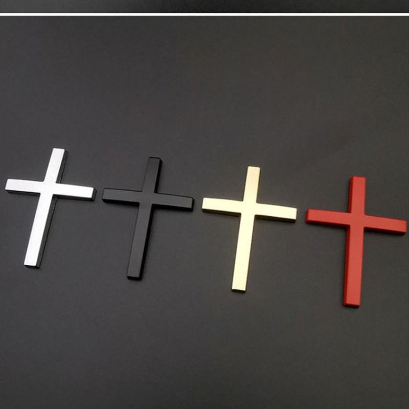 Car Metal Sticker 3D Cross Patch Scratch Cover, Personalized Body Decoration, Car Tail Decal, Unique Vehicle Ornament, Metal Cross Sticker