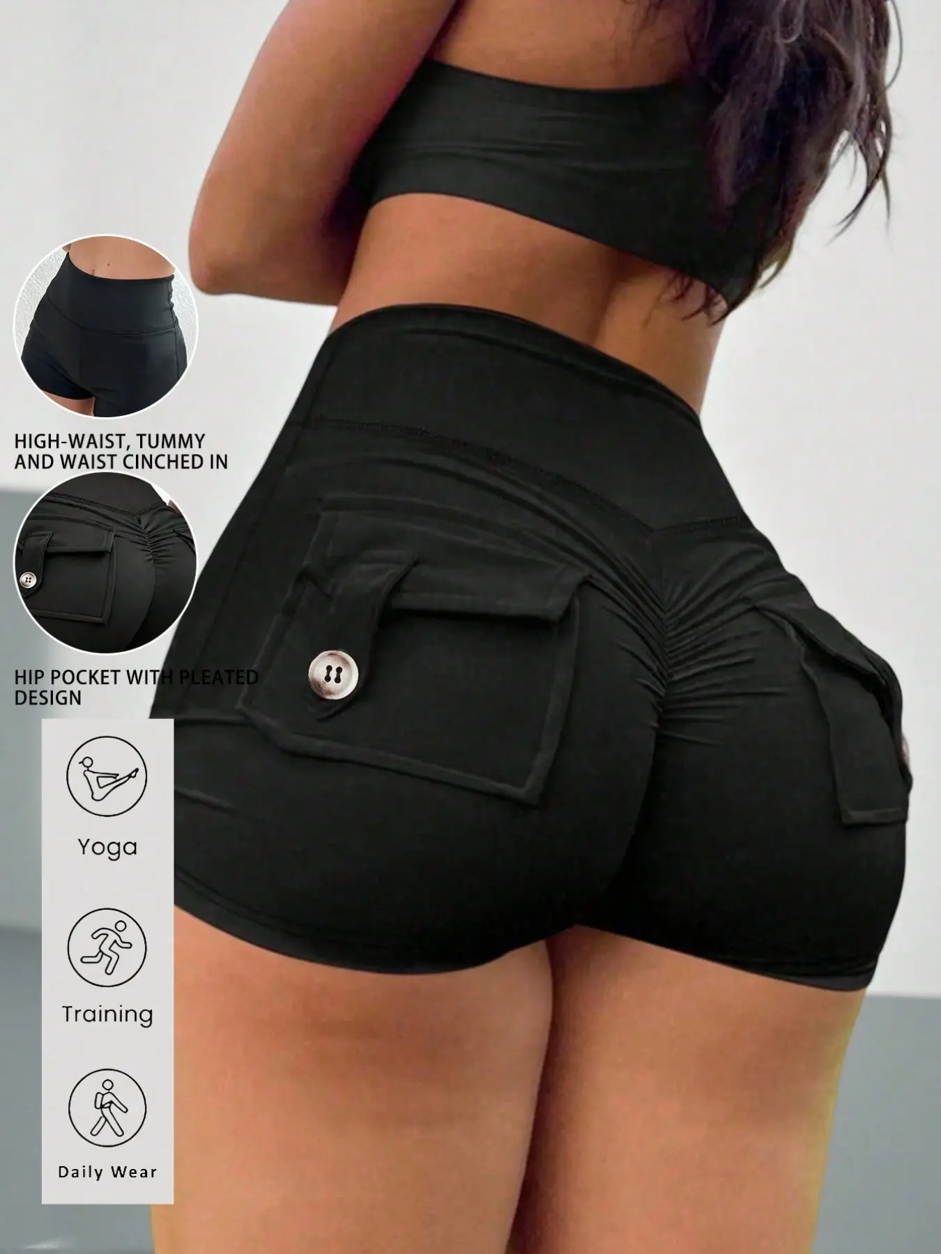 Women's High-Waisted Shorts Bottoms, Casual Y2K Style, Knit Stretch, Pocket Design, Perfect for Everyday, Daily Wear, Parties, Festivals, Summer
