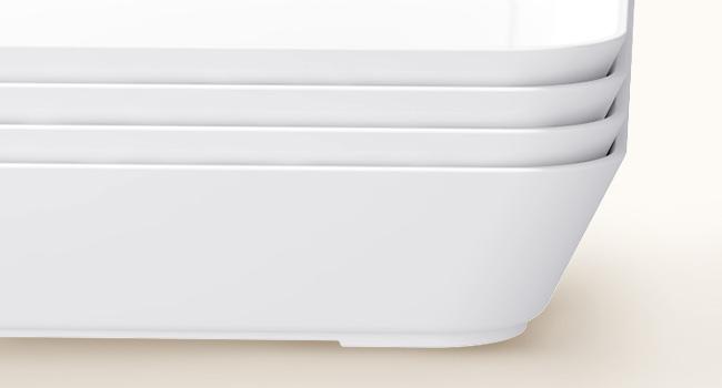 Serving Tray for Party Supplies, Reusable Serving Platter for Catering, Snack, Fruit, Charcuterie, Appetizer, Plastic Food Trays, Hosting Essentials, BPA Free, White, 4 Pcs