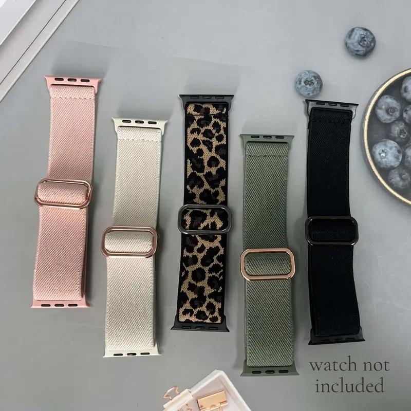 5 Piece Unisex Elastic Band Compatible with Apple Watch Ultra, Soft Nylon Strap for Iwatch Ultra 2, Series 9/8/7/6/5/4/3/2/1 Se Watch Straps, Smartwatch Accessories, Smart Watch Accessories (Band Only)
