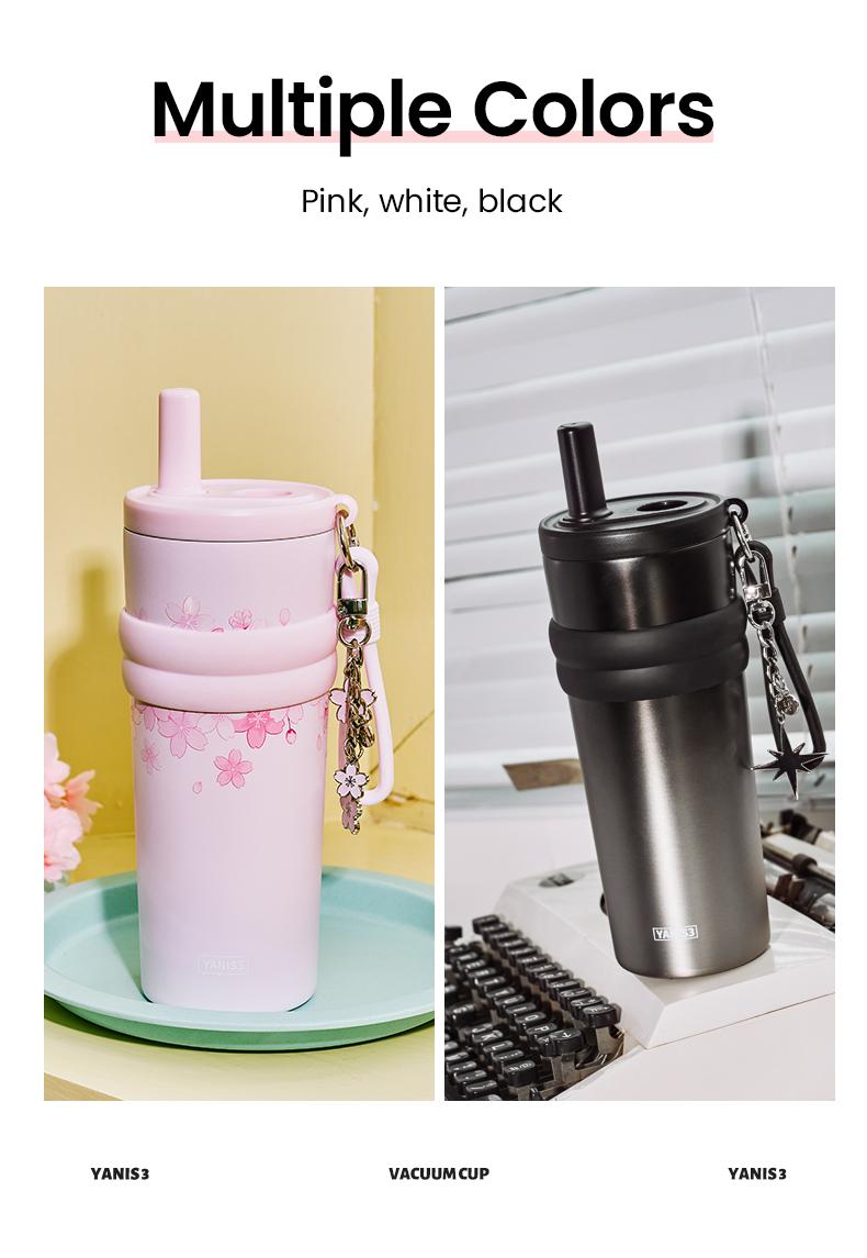 YANIS 3 Large-capacity Outdoor High-visibility Style Ladies and Gentlemen Universal Fashionable Picnic Insulated Cup-C003 Drinkware Flasks 550ml 316L Inner Liner Portable Tumbler Mug Bottles Bottled C003-White Water Bottles