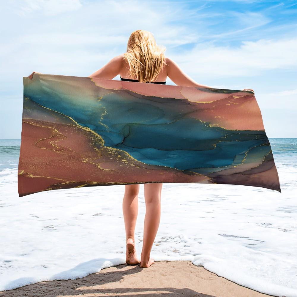 Marble Ink Print Beach Towel, Multiple Styles, Quick Dry Soft Skin-Friendly Absorbent Sand Free, Suitable for All People, Pool Camping Beach Towel, Ideal Gift Choice