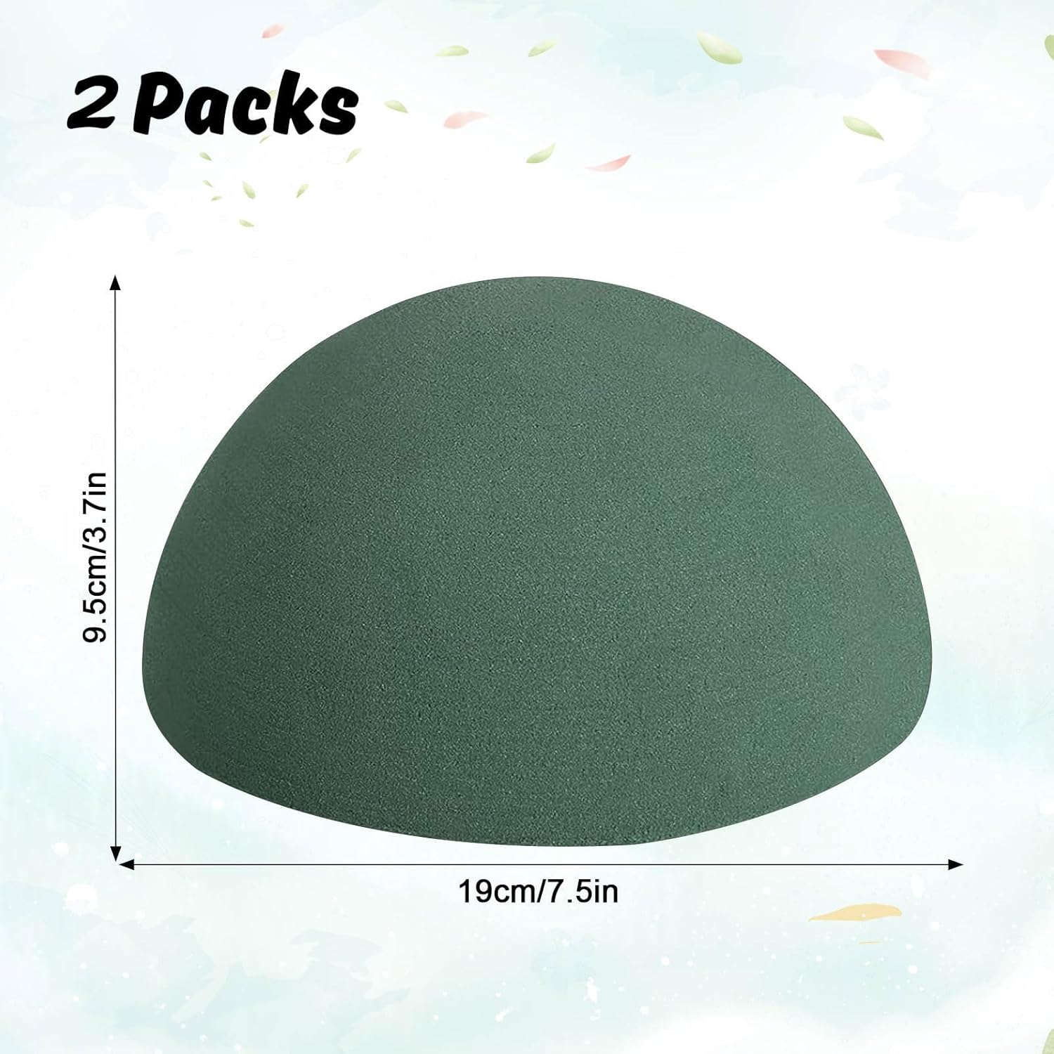 2 count Round Floral  Blocks Half Balls, Wet & Dry Green Flower  for  and Artificial Flower Arrangements (7.5 x 3.7 Inches)