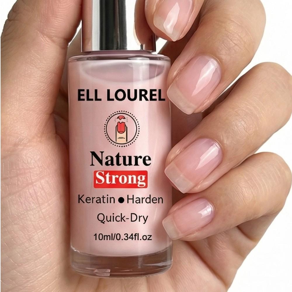 ELL LOUREL Nature Strong Keratin Harden Nail Strengthener, Quick-Dry Natural Pink Nail Hardener, Nourishing Keratin Nail Care for Weak, Thin Nails, Salon Quality DIY Manicure, Perfect Holiday Gift, 10ml/0.34fl.oz