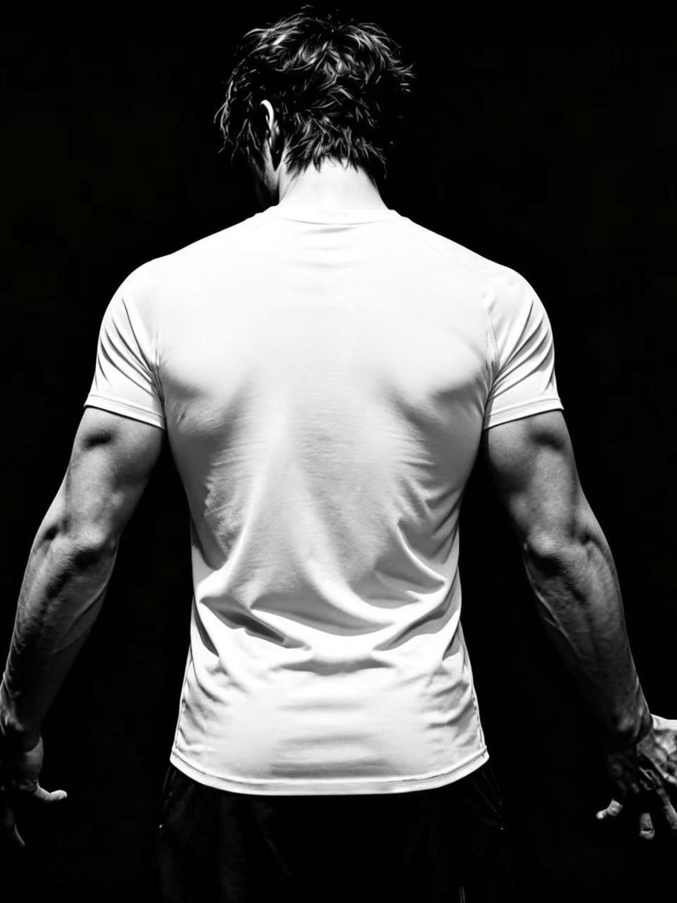 Men's Sporty Fitness T-Shirt, High Elasticity Quick-Dry Training Top, Ideal for Cycling and Workouts, Comfortable and Durable