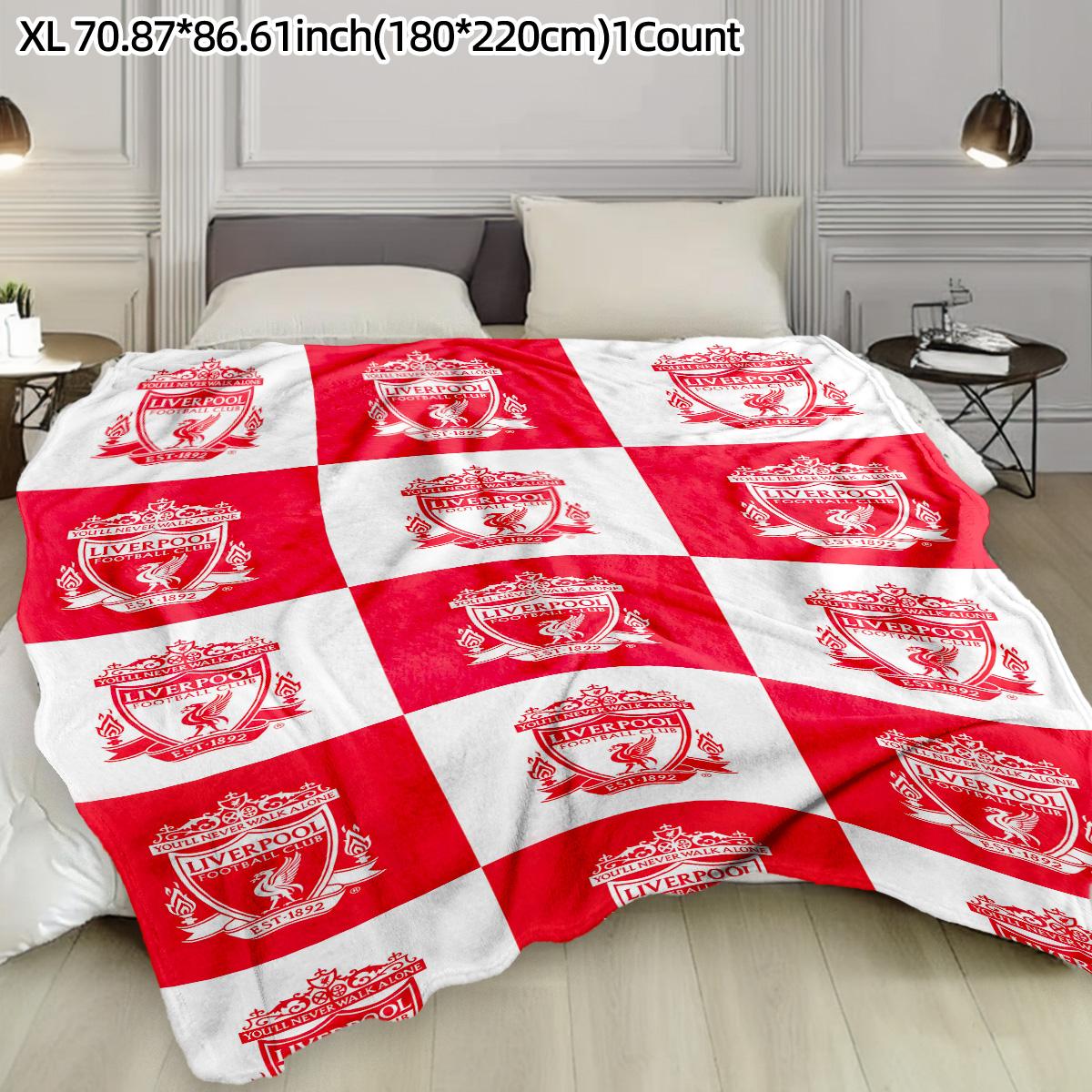 Liverpool Football Club Logo Flannel Blanket, Soft Skin-Friendly Material, Warm & Cozy Design, Perfect Gift for Fans