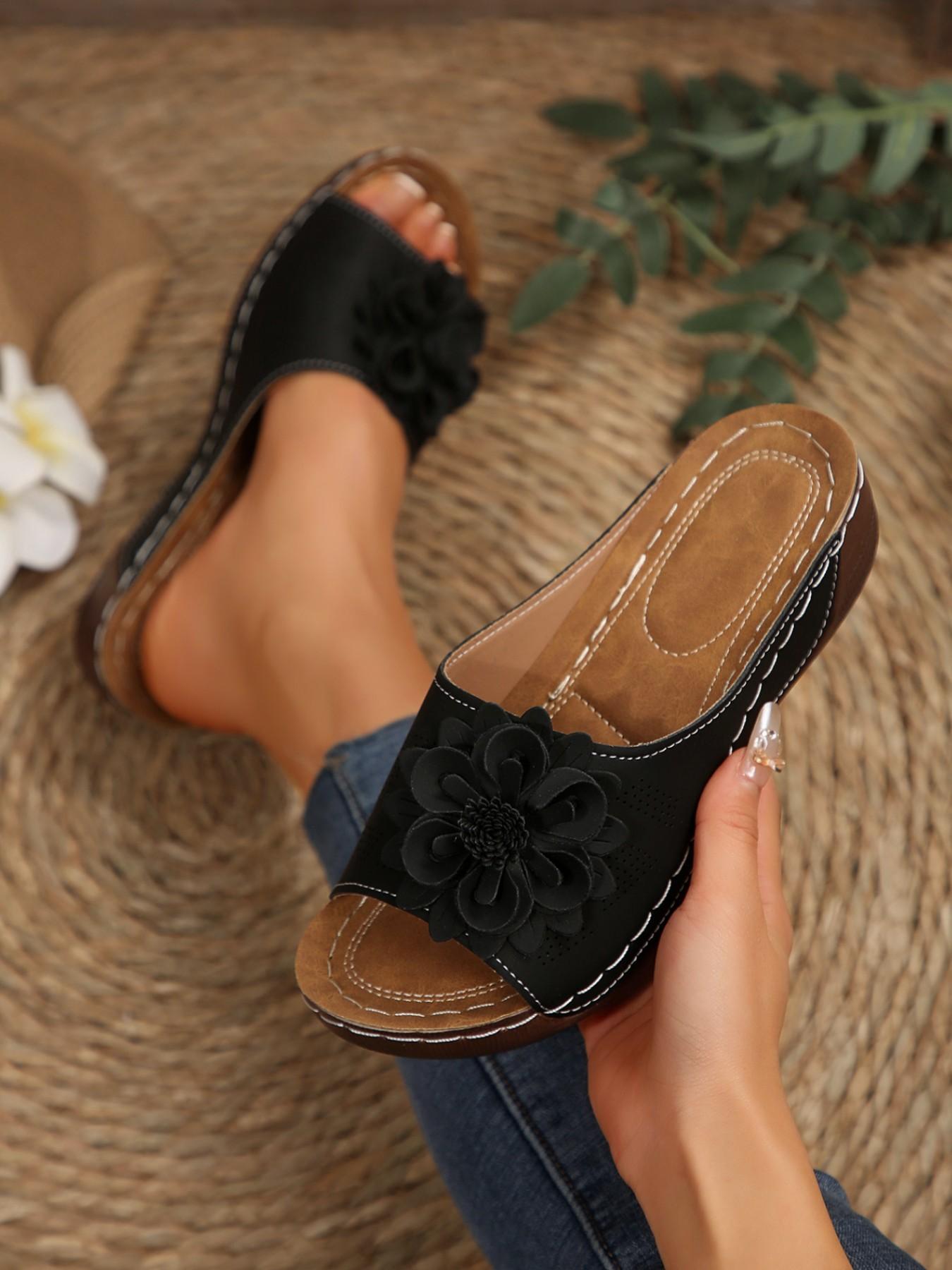 Women's White Chain Decorated Platform Sandals, Elegant Minimalist Sandals, Summer Beach Sandals, Casual Slide Sandals, Boho Style Sandal, Lightweight Breathable Comfortable Shoes for Daily Wear, Footwear