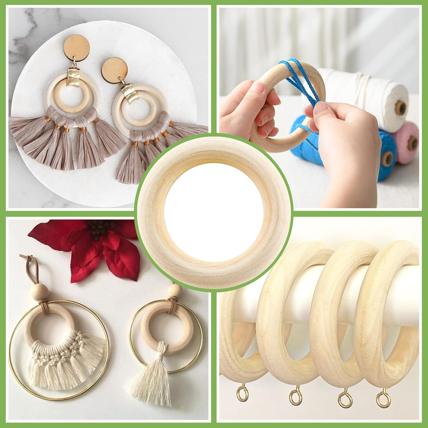 Wooden Rings, 40mm / 1.6 Inch, 30 count | Unfinished, Smooth  Circle Rings, For DIY Craft,  Hanger,  Making
