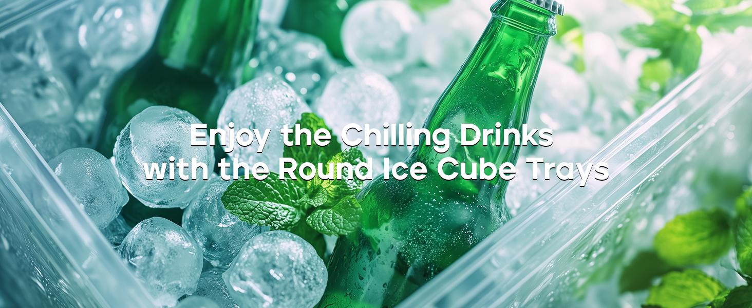 Mini Ice Cube Trays for Freezer - 0.6 IN Tiny Round Pebble Nugget Ice Mold Trays with Lid and Bin, Crushed Ice Trays 104x4 pcs Ice balls - Easy Release Ice Maker for Cocktails, Drinks, Whisky