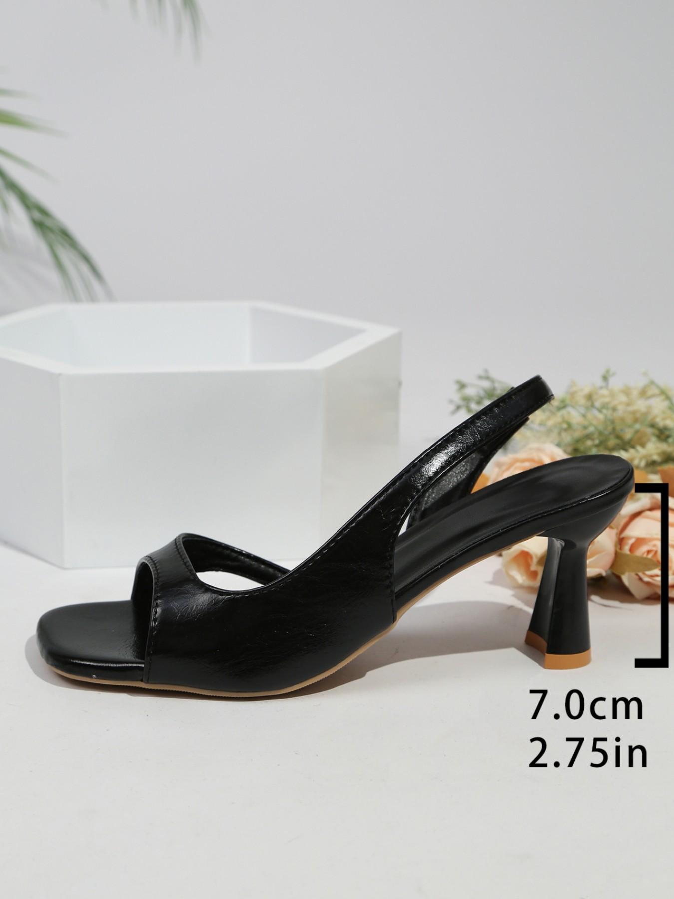 Summer New Elegant Fish Mouth Open Back Sandals, PU Leather Rubber Sole, Low Ankle Heel, Perfect for Dates and Commuting