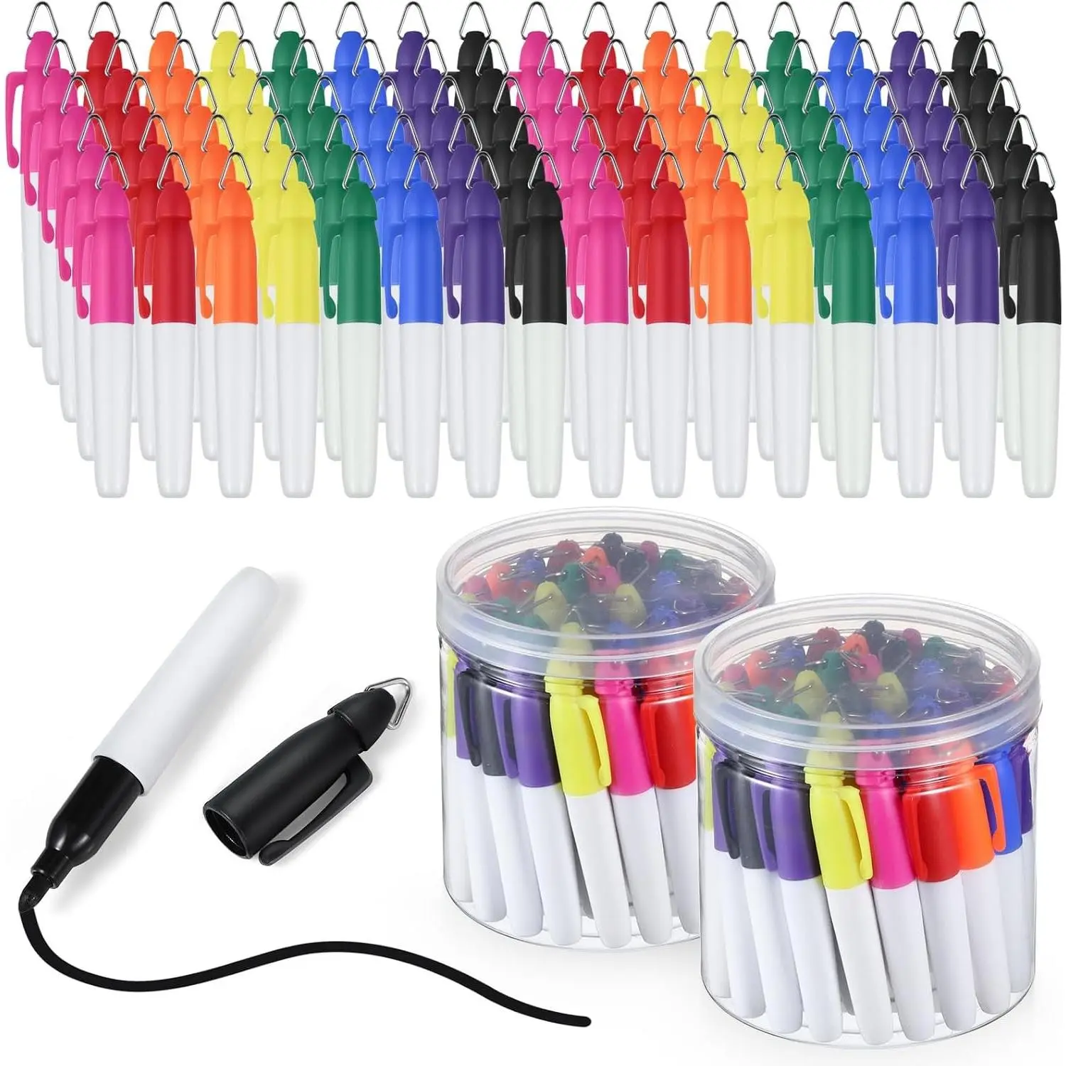 80 Pcs Mini Permanent Markers for Nurses Badge Mini Markers with Golf Keychain Clips Golf Ball Point for Office Classroom Supplies