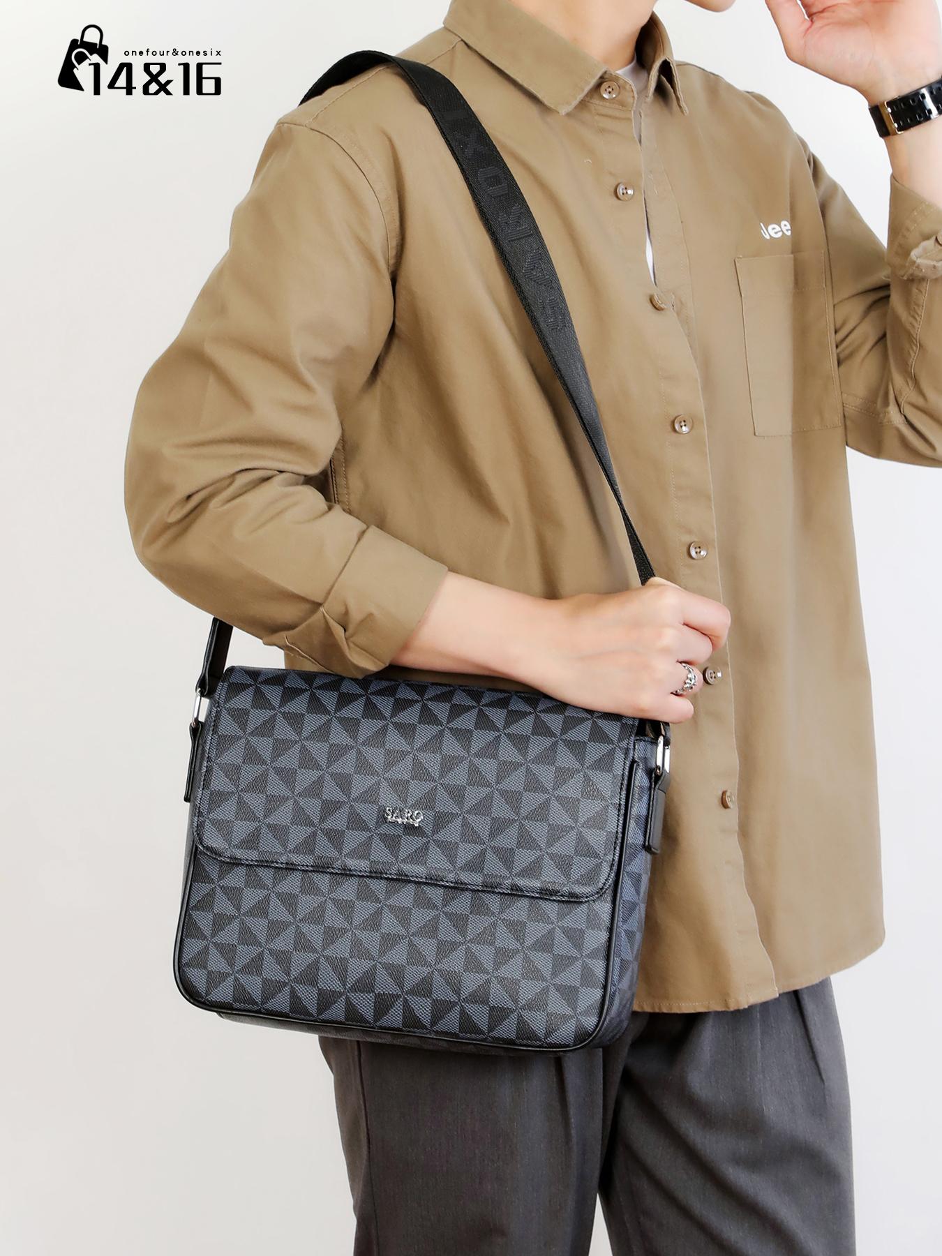 Men's Messenger Bag, Crossbody Shoulder Bag, Side Pocket Pouch, Multifunctional Commuter Casual Bag, Trendy Fashion Gift for Men