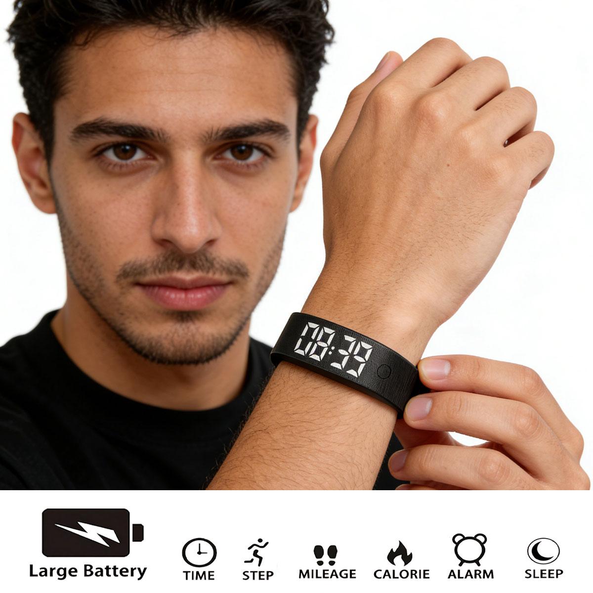 LED Fashion Smart Bracelet Unisex, Time Display, Vibration Alarm, Step Counter, Calorie Tracker, Sleep Monitor, Daily Wear