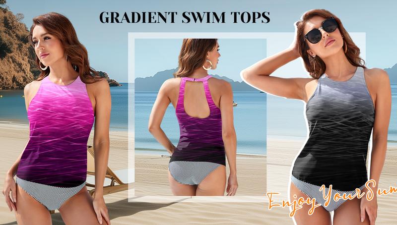 Holipick High Neck Tankini Top Bathing Suit Tops for Women Tummy Control Tank Tops Swimsuits