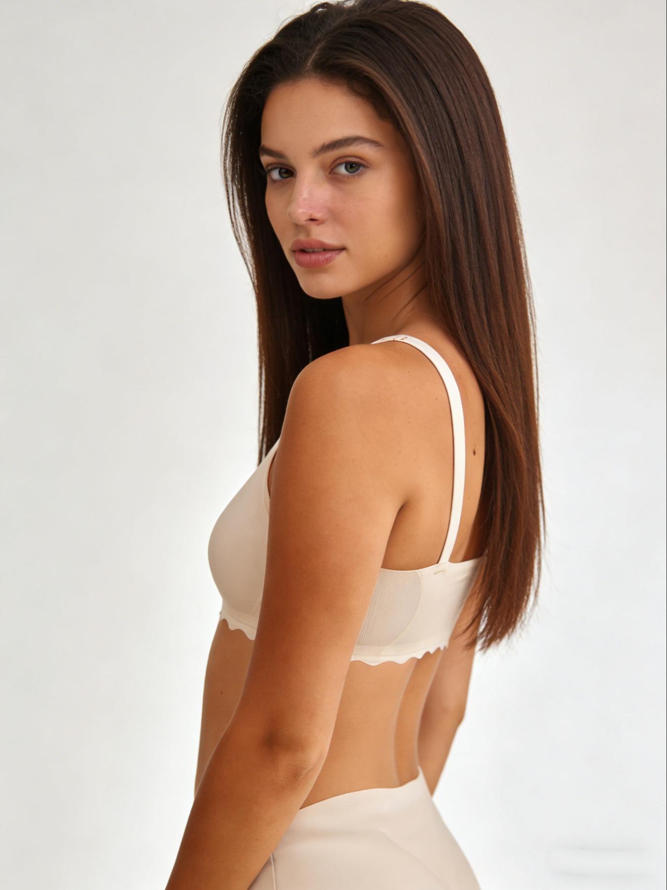 Women's Nursing Bra Pregnancy Maternity Bra Wave Edge Striped Fabric Vest Style Adjustable Shoulder Straps Removable Sponge Pads Suitable for Pregnancy & Breastfeeding