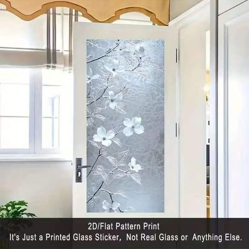 Static Glass Window Decal, 2D Flat Pattern, Elegant Design, Removable Self-Adhesive Privacy Film, Home Decor for Living Room, Kitchen, Bathroom, Bedroom, Balcony
