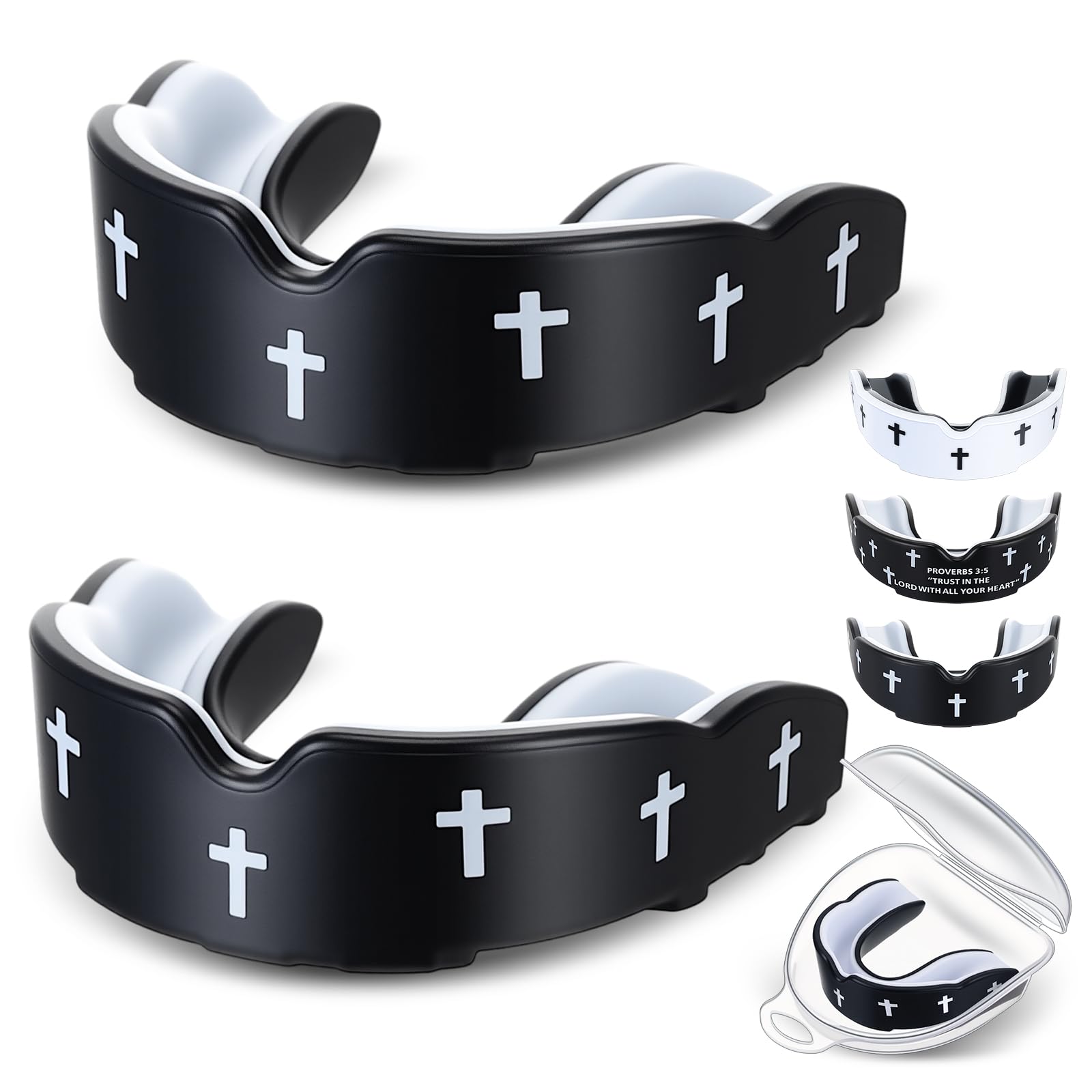 Mouth Guard - Faith Cross Mouthguard with Case, Religious Adult Mouth Guards Braces for Football Boxing Basketball Lacrosse Hockey and All Contact Sports