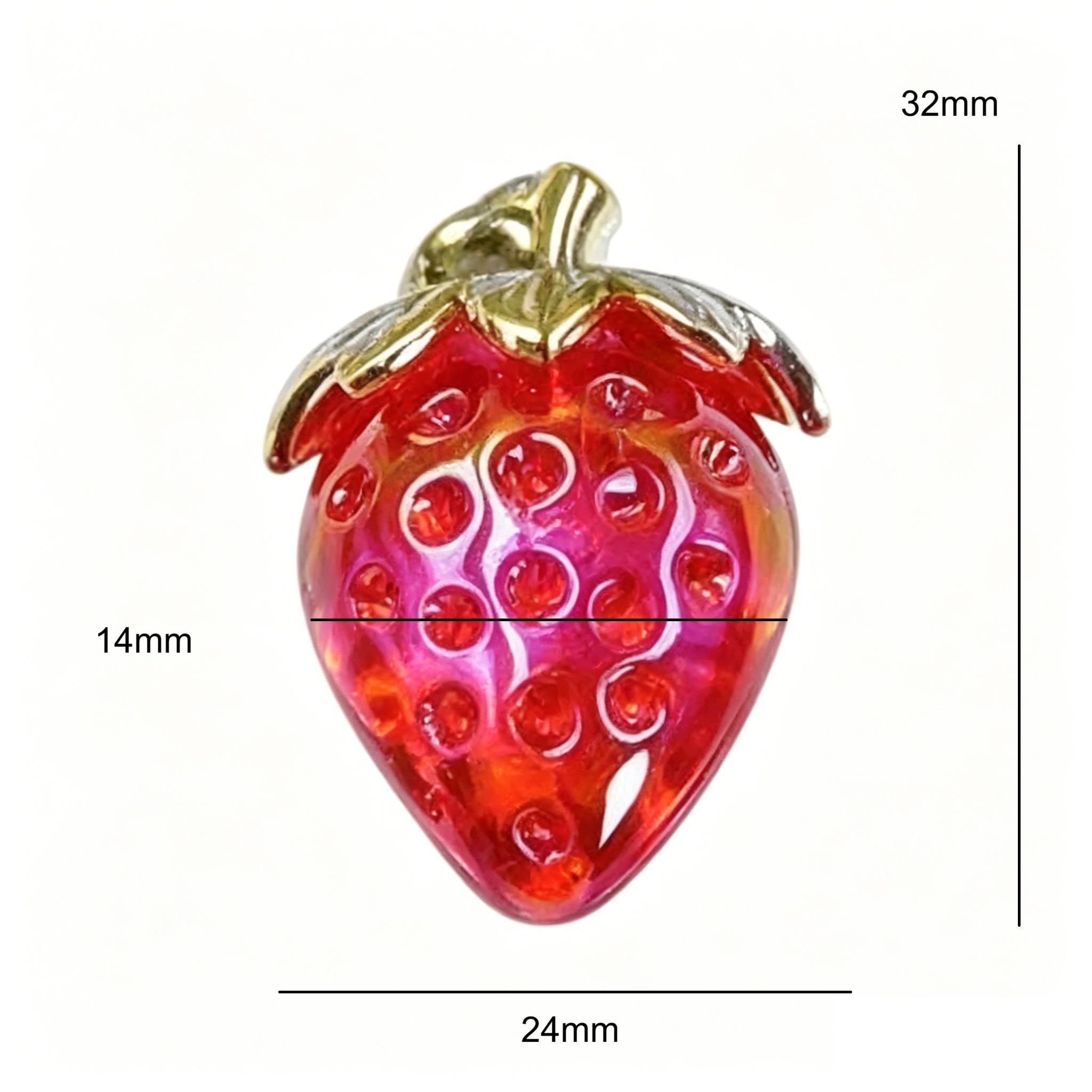 5pcs Acrylic Strawberry Charms, Transparent Fruit Design, Cute 3D Pendants for DIY Bracelets, Necklaces, Earrings, Phone Lanyards, Bags