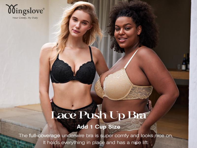 WingsLove Enchante Floral Lace T-shirt Bras Comfort Padded Supportive Full Coverage Underwire Bra for Womenswear