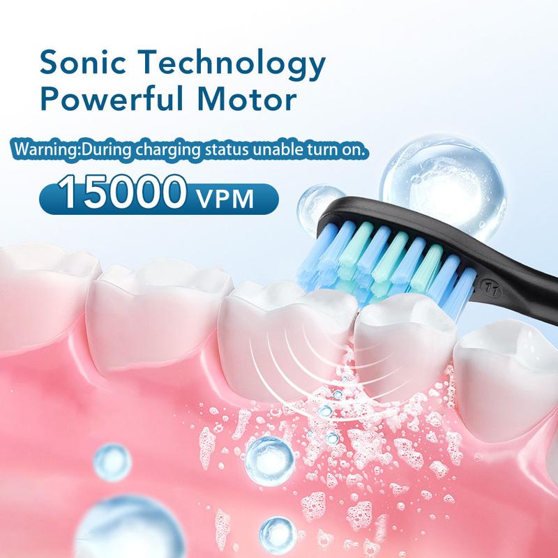 Electric Toothbrush,  With 4 Replacement Brush Heads 6 Modes Rechargeable Toothbrush, Waterproof Design Teeth Cleaning