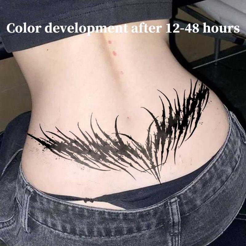 1pcs Dark Thorn Cross Angel Herbal Juice Tattoo Sticker Gothic Sexy Hot Girl Temporary Tattoo on Chest Waterproof Durable Fake Tattoo for Men and Women Halloween Party Gift Y2K