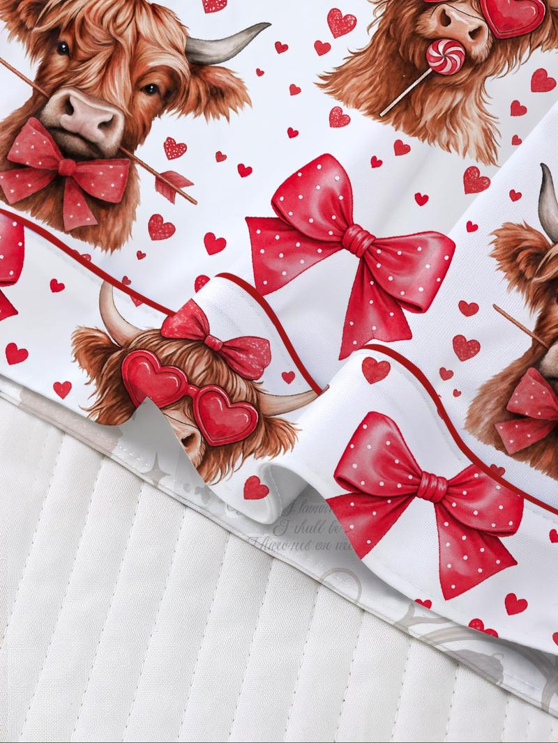 【Valentine's Day】Women's Valentine's Day Sleepwear Set Pajamas, Soft Short Sleeve Top & Elastic Shorts, Casual Home Wear, Fashionable Daily