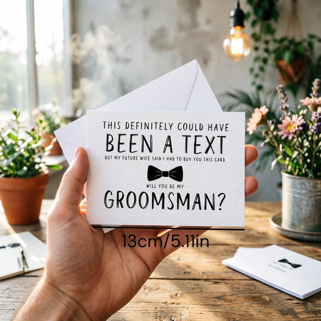 5 Funny Wedding Groomsman Invitation Cards, Creative Gift for Best Man, Includes Envelope, Perfect for Pre-Wedding Party Surprises