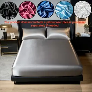 Solid Color Satin, 1 Count Soft Breathable Bed Sheet or 2 Counts Pillowcases without Filling, Decor Bedding Supplies for Home Bedroom, Silky Bedding, Satin Bed Sheets, Fitted Sheets