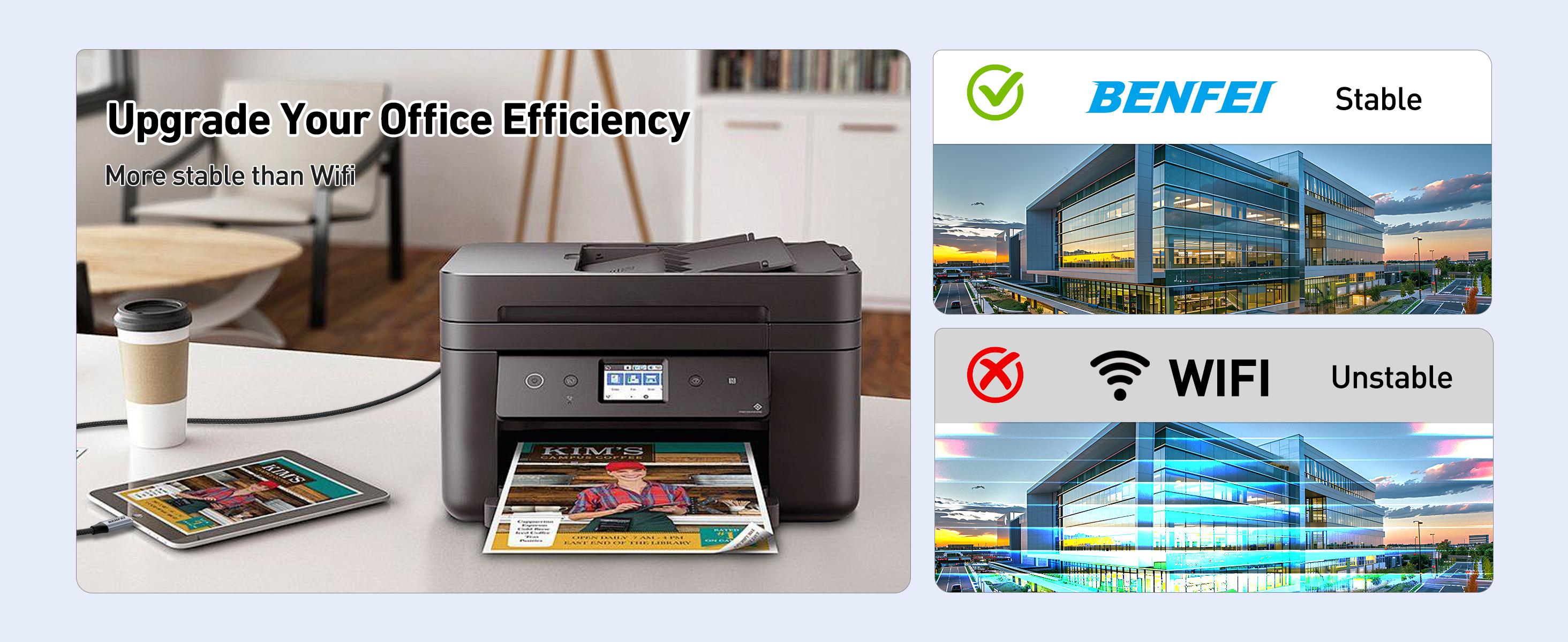 BENFEI USB B to USB C Printer Cable 6.6ft, Nylon Braided, Premium Aluminium Alloy Case Compatible for MacBook Pro, HP, Epson, Canon, Brother, Lexmark, Xerox Printers and Scanner