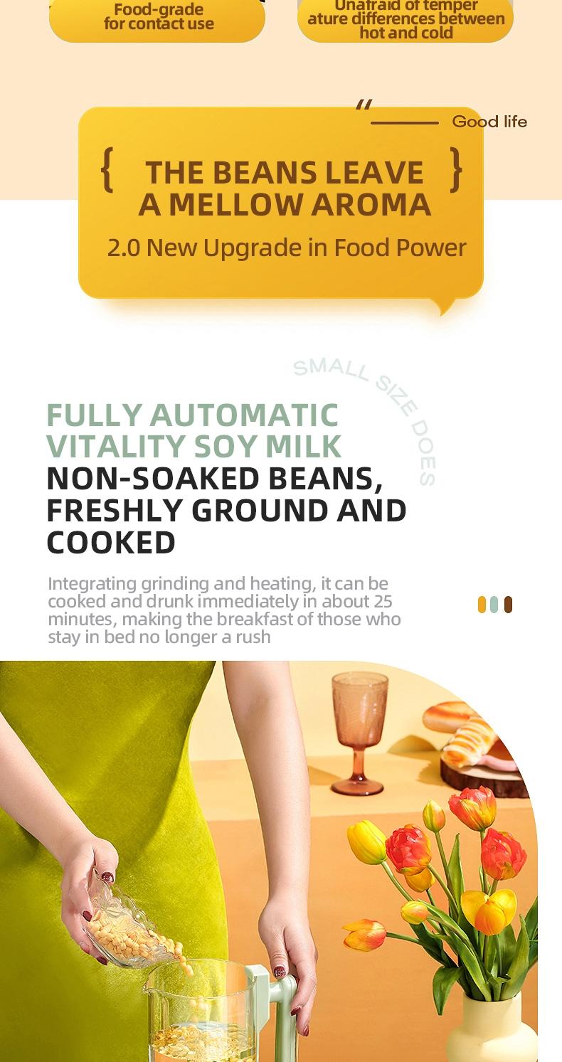 Automatic Multifunctional Household Soymilk Maker, No Cooking or Filtering Needed, Includes Juice Blender, Oatmeal Smoothie Machine, Nut Milk Machine