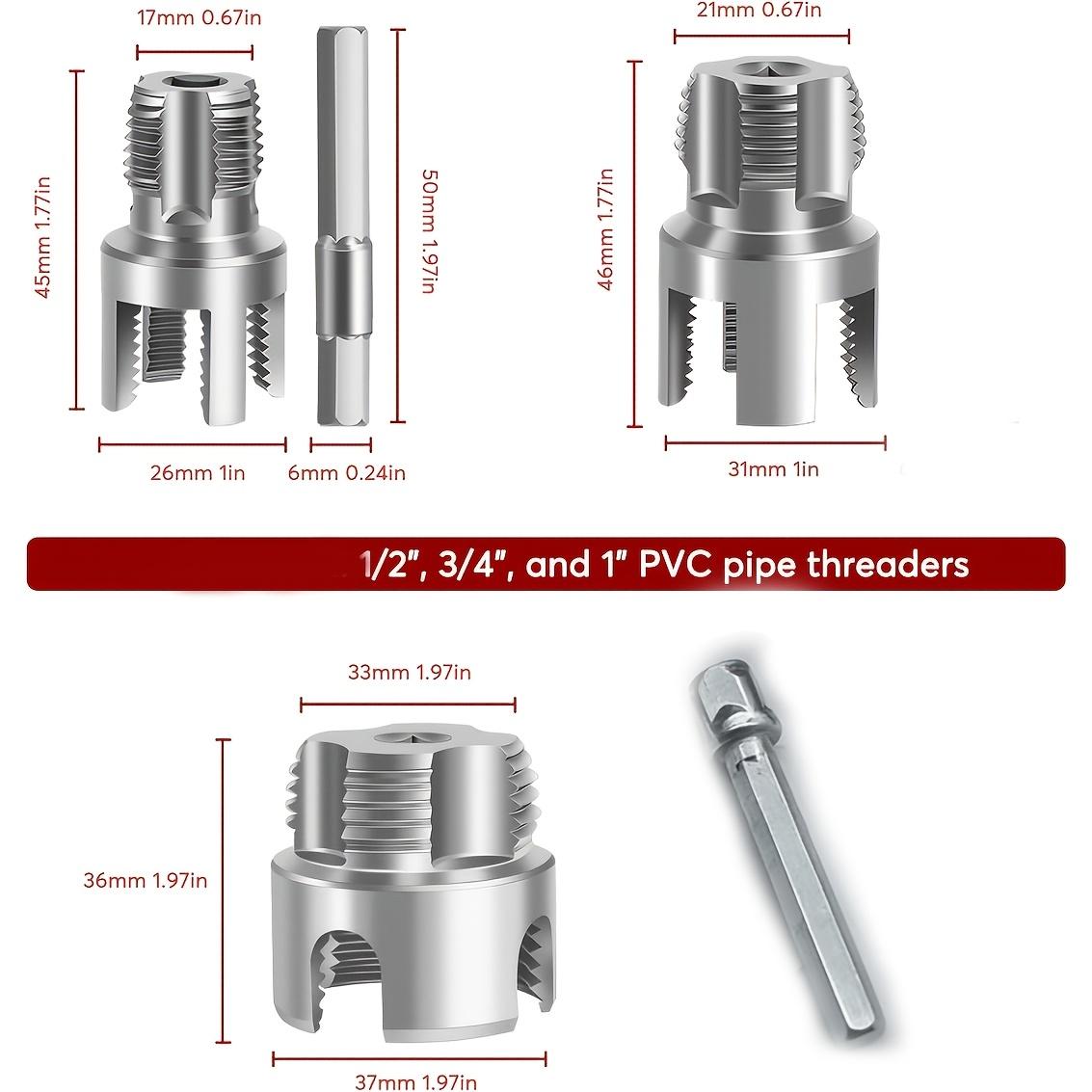 Pipe Thread Processing Tool Set, Heavy Duty, Integrated Internal & External Thread Tools, Fits 1/2 Inch, 3/4 Inch, 1 Inch Pipes, Metal Material
