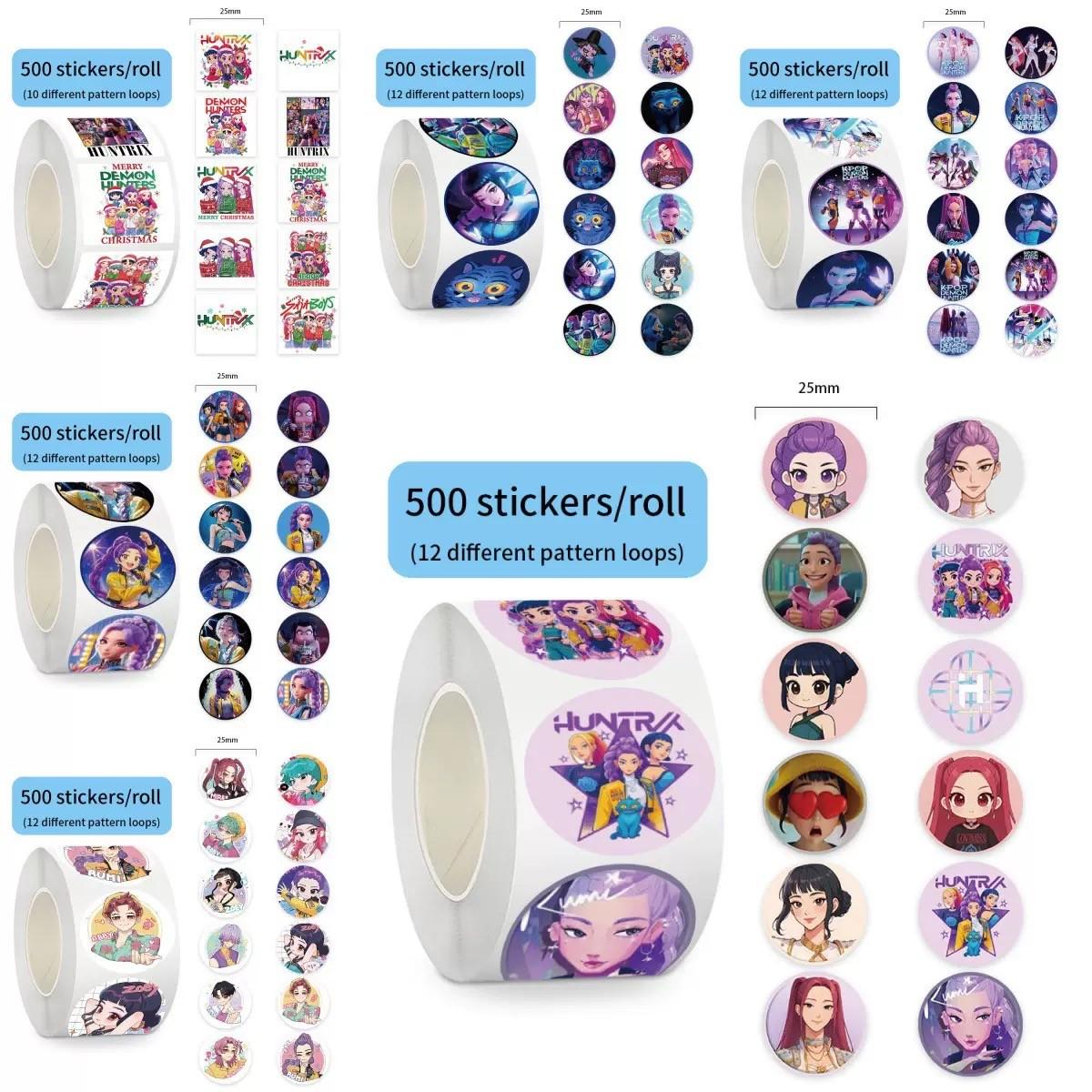 500 Sheets Per Roll Bestselling Multi-Style Roll Stickers, Sealing Tape Decorative Small Stickers, Hot Selling Packaging Accessories