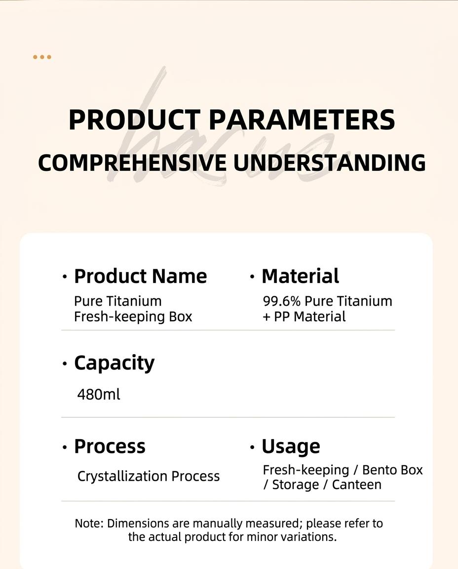 Food Grade Titanium Lunch Box, Round Meal Container with Lid, Leak-Proof Small Capacity, Home Refrigerator Storage, Kitchen Organizer