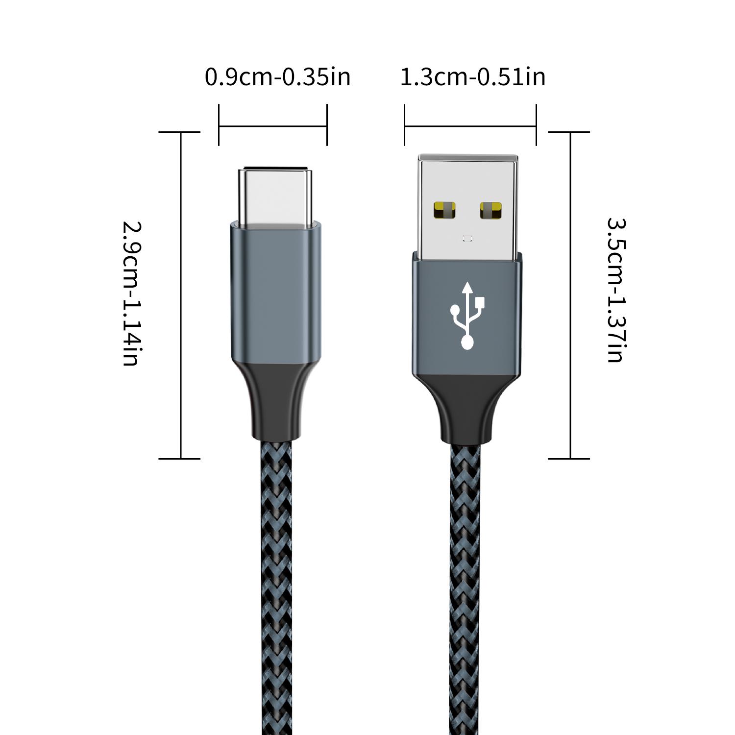3 PACK Fast Charging Cable, Type C Charging USB A to USB C Nylon Braided Cable for Samsung, Google, Huawei, LG, Sony OPPO, Xiaomi, Supports Data Transfer, (35.43 Inches/70.87 Inches/106.3 Inches)