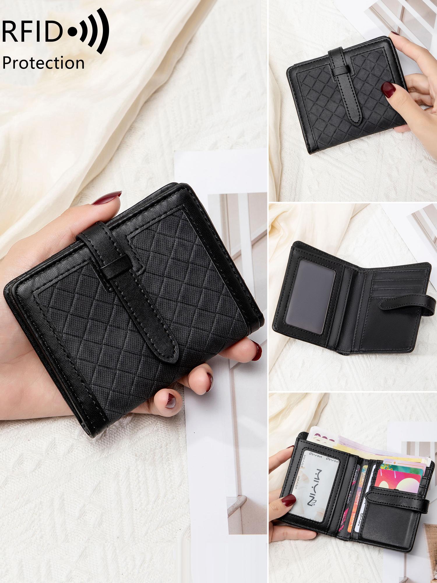 Ladies' ultra-thin RFID blocking wallet, secure snap closure, ladies' wallet with multiple card slots and ID windows, compact and lightweight for daily use, perfect for work, office or commuting - ideal gift for anniversaries, birthdays, Valentine's Day