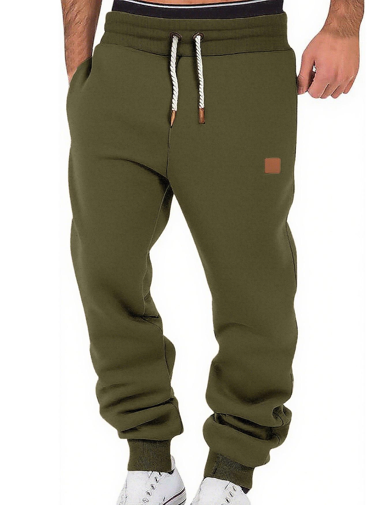 Men'S Solid Color Relaxed Stacked Sweatpants Cuffed Jogger Street Sports Casual Long Trousers