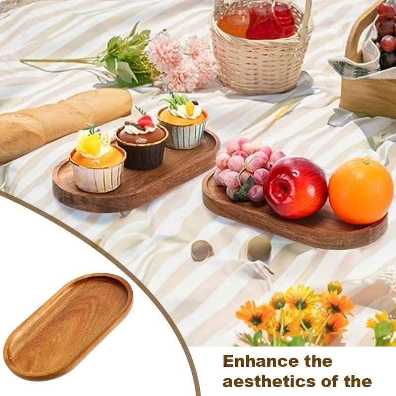 Set of 5 Teak Wood Trays (11.5 X 4 Inches), Cold Platter, Food Tray, Bread Basket, Oval Tray, Ideal for Parties, Afternoon Tea, Bar, Cafe, Restaurant