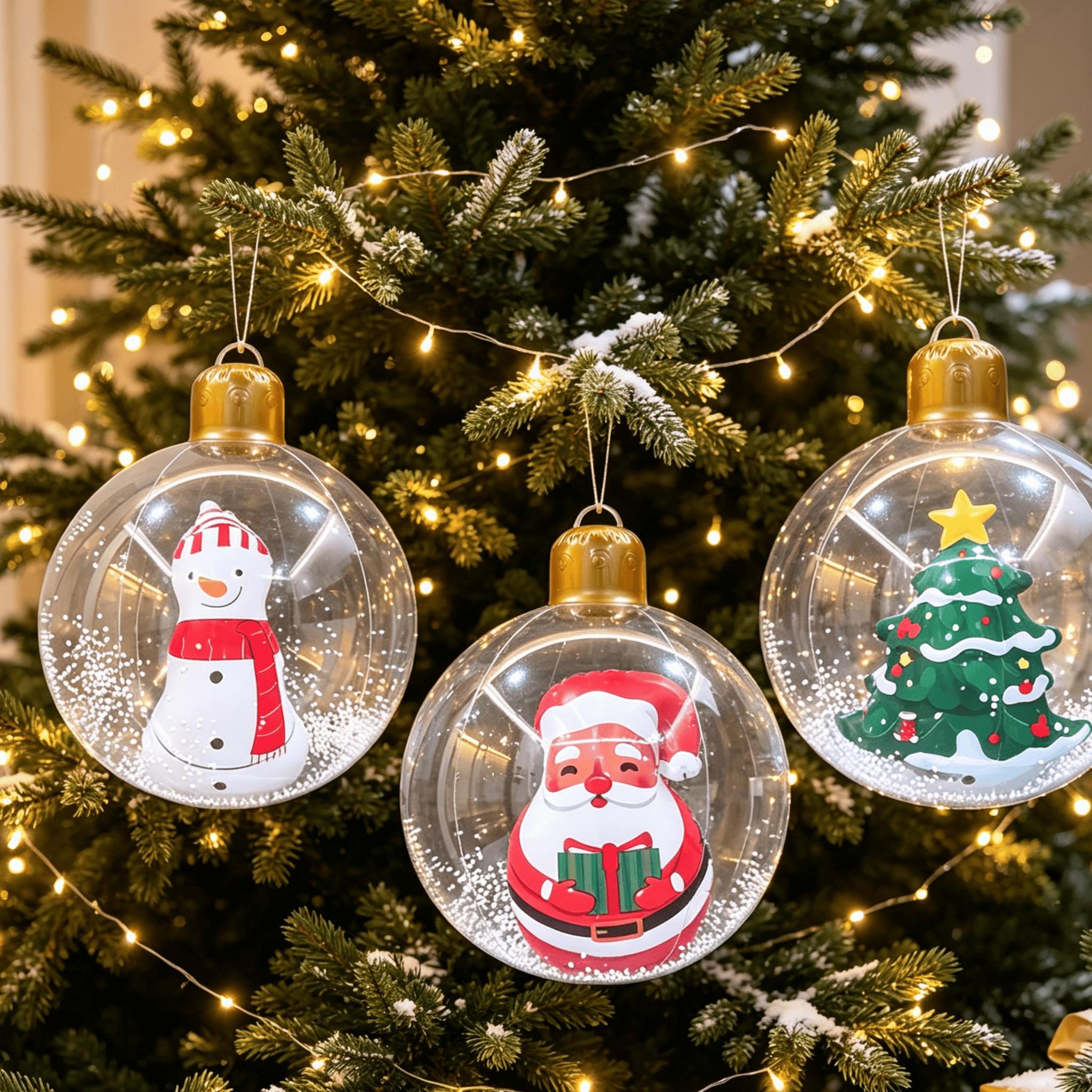 2pcs Christmas Inflatable Balls, Outdoor Giant PVC Decorations, Holiday Decoration for Tree, Garden, Front Door, 23x20 Inches