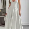Fashion Elegant Chic Halter Lace-Up Embroidered Waist V-Neck Sleeveless Dress, Long Plain Party Gown, Embellished Prom Gown, Evening Gown, Formal Wear, Dresses for Party, Fitted Style for Lady Women