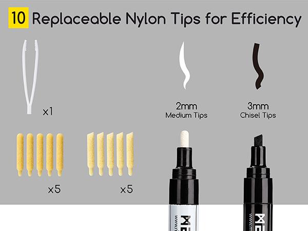 MEEDEN Artist Black & White Paint Pens - 10 Replaceable Tips & 1 Tweezer Acrylic Markers for Visible Large Capacity - Water-Based Quick Drying Paint Markers for Wood, Metal, Rock Painting, Canvas
